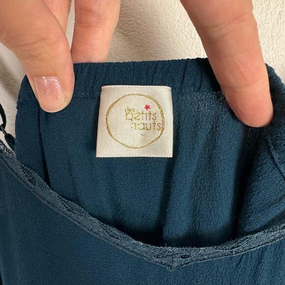 Des Petits Hauts | Teal Romelia Relaxed Fit Layering Simple Solid Camisole Tank - Picture 6 of 11